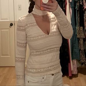 Cinq a sept lace choker top